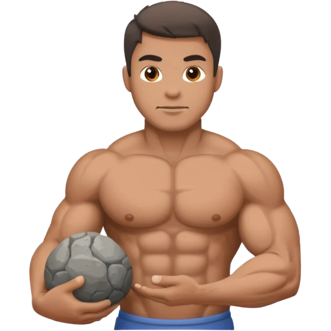 muscular man carries a stone ball emoji