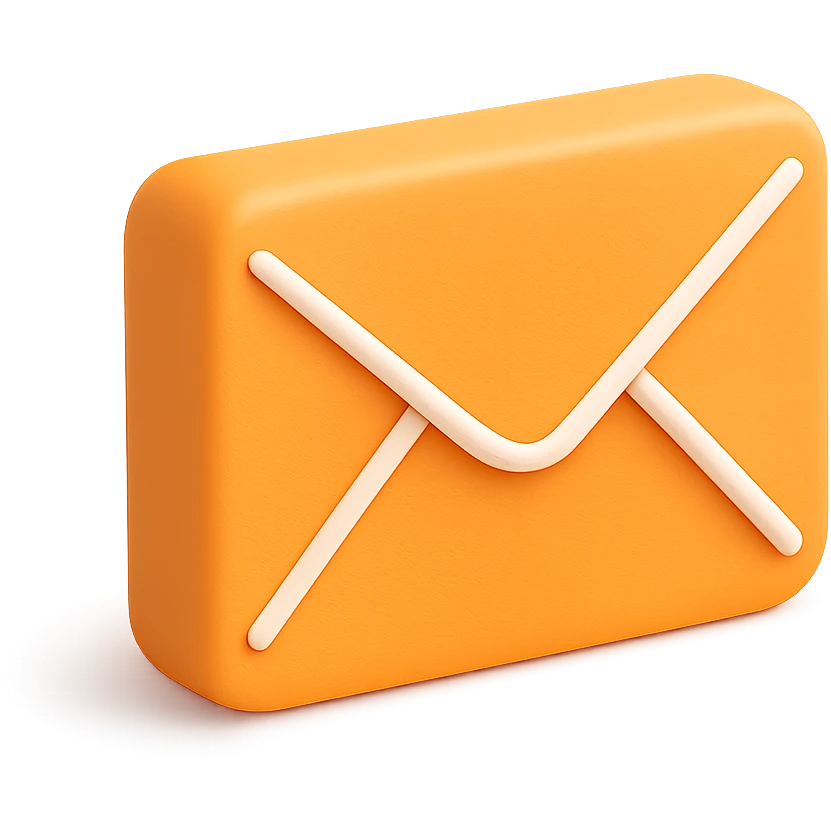 basic envelope email icon with soft orange shading, 3D orange style, no glow or shine emoji