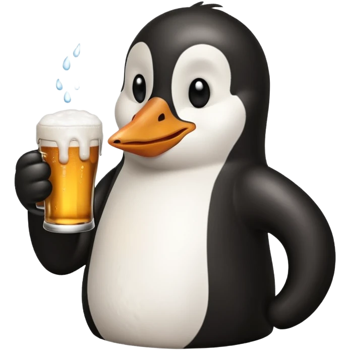 un pingouin réaliste qui boit une bière  emoji