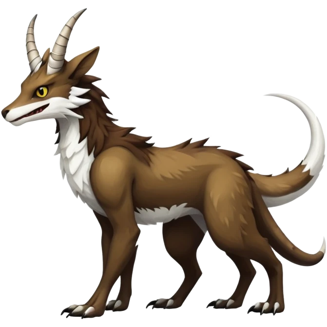 Sergal-Vernid-hybrid-animal-creature, full body, 4 legs, horned emoji
