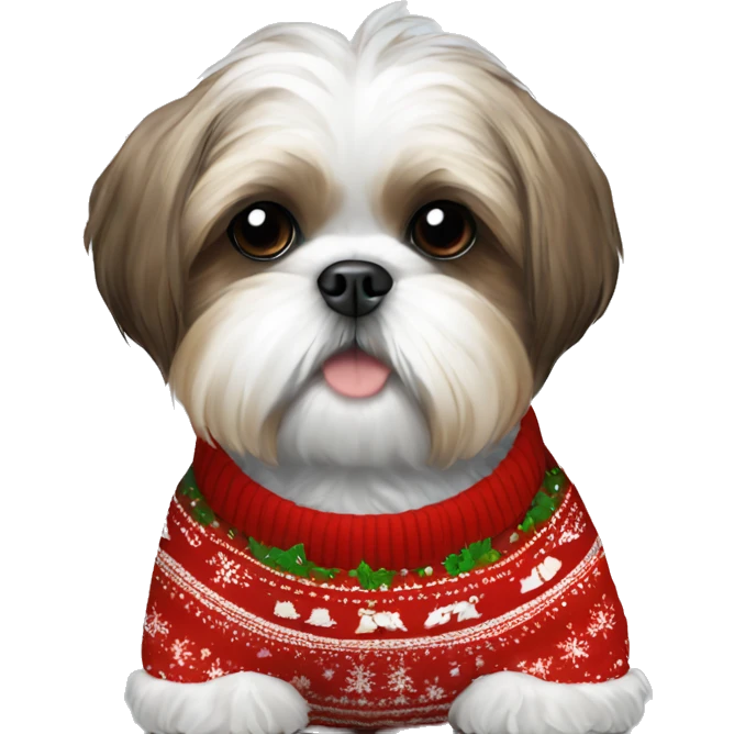Shih tzu wearing christmas Sweater  emoji