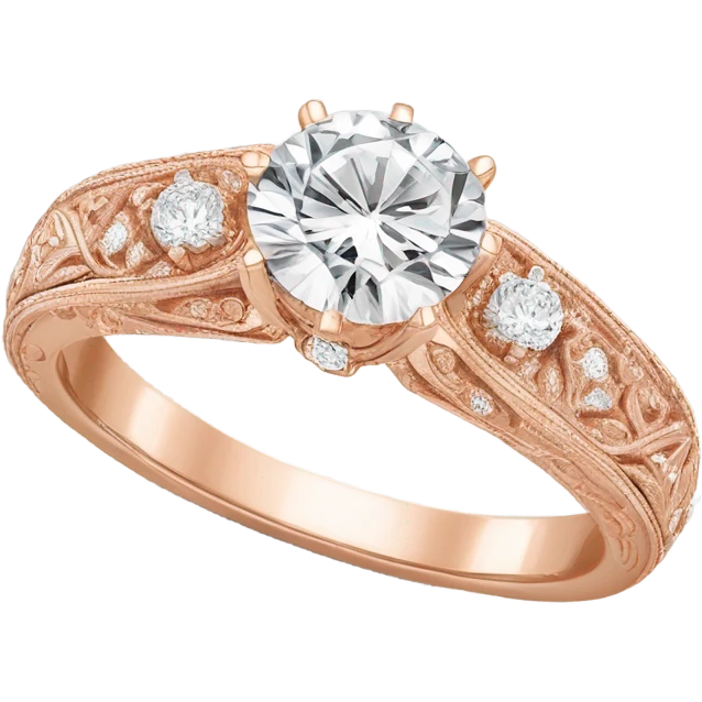 Rose gold wedding diamonds ring with g+c imprinted on it  emoji