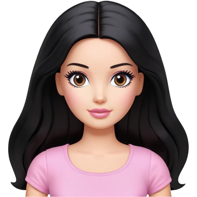 long black hair barbie with light pink top emoji