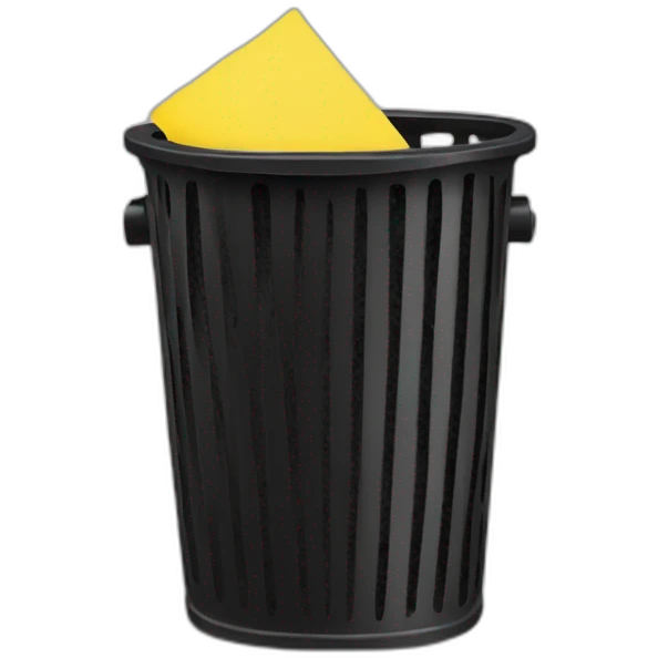 black mesh metal dustbin filled with yellow papers emoji