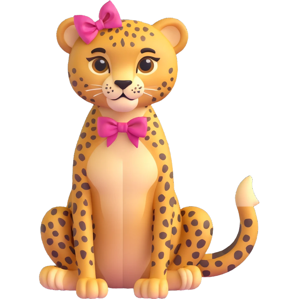 cheetah with a bow, sitting pose emoji