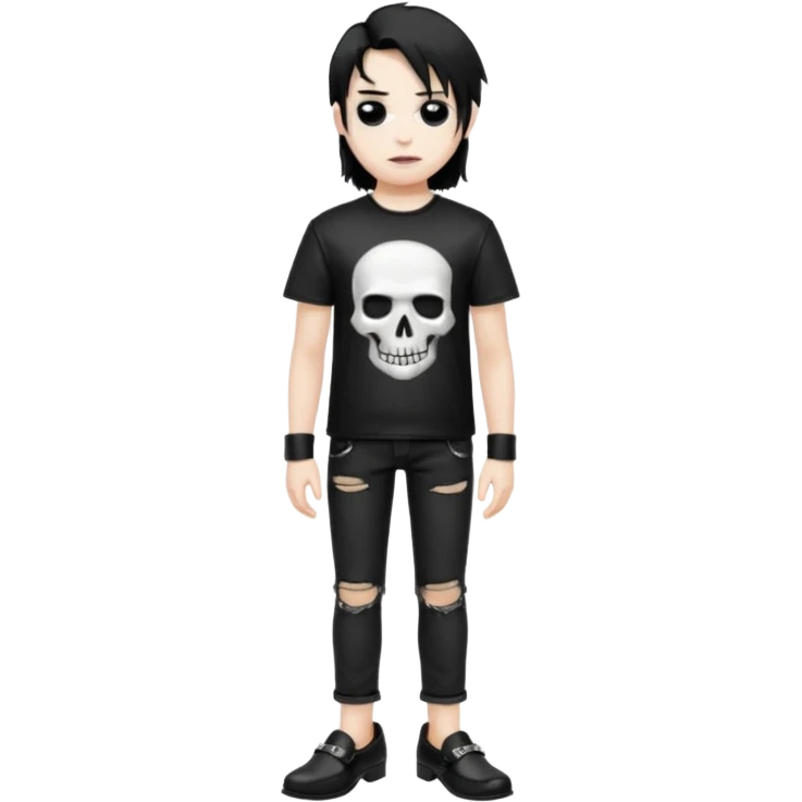 A black metal fan who is going on holiday wearing shiny black leather loafers emoji