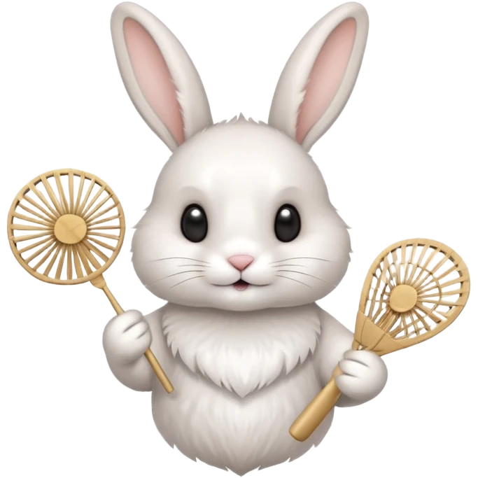 A rabbit hold a folding fan playfully emoji