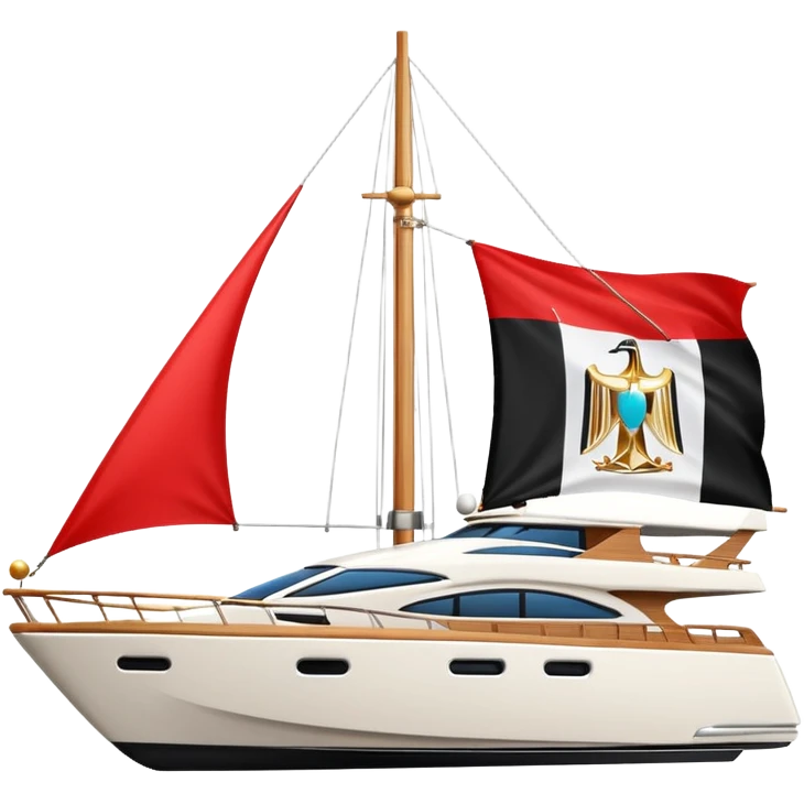 yacht with Egyptian small flag emoji
