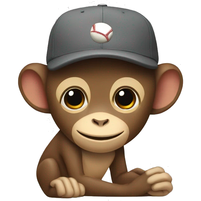Baseball cap on a monkey emoji