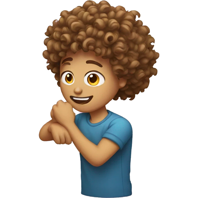 Curly hair dabbing emoji