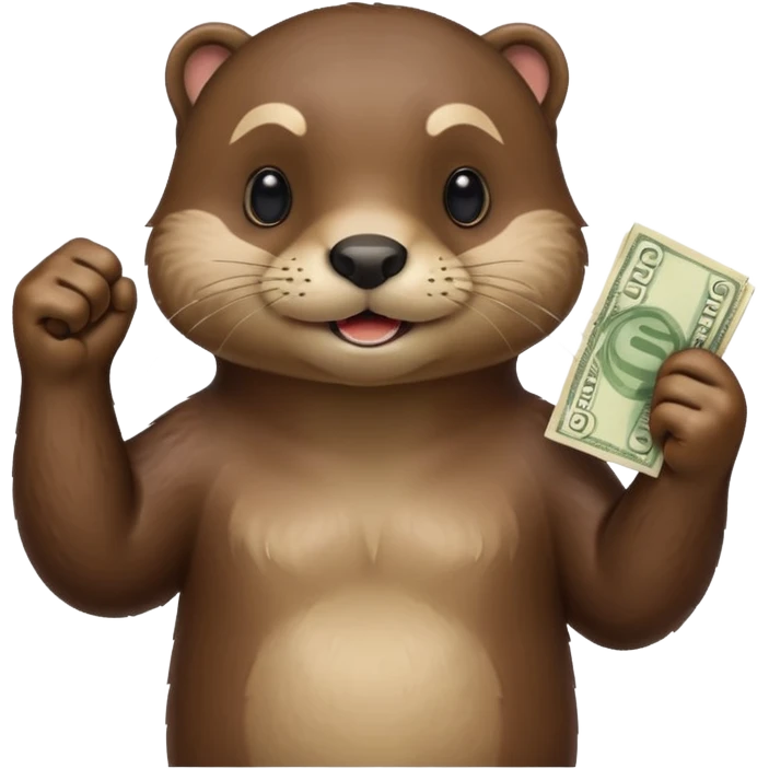 generate a take my money otter emoji, similarly to the futurama phlipp emoji. with philipp holding some banknotes in his fist high emoji