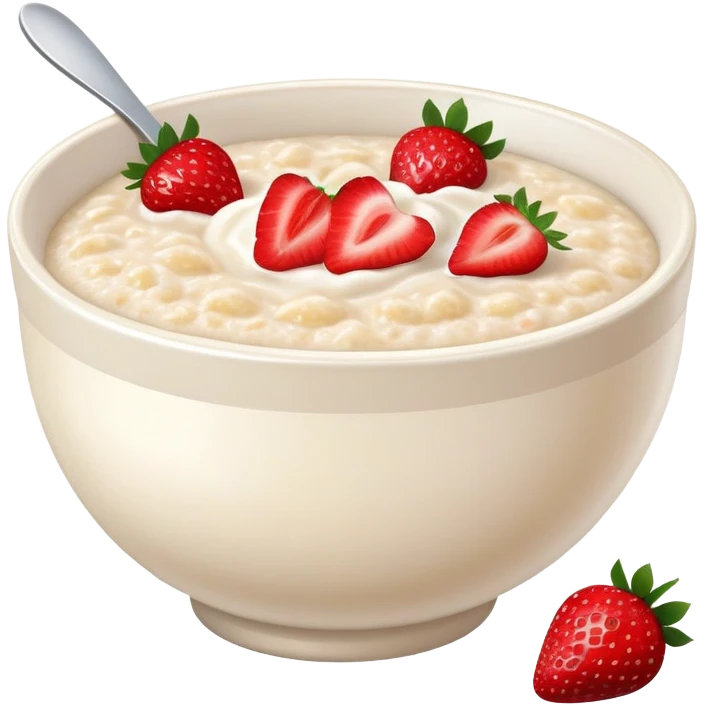 bowl of porridge with fresh strawberries emoji