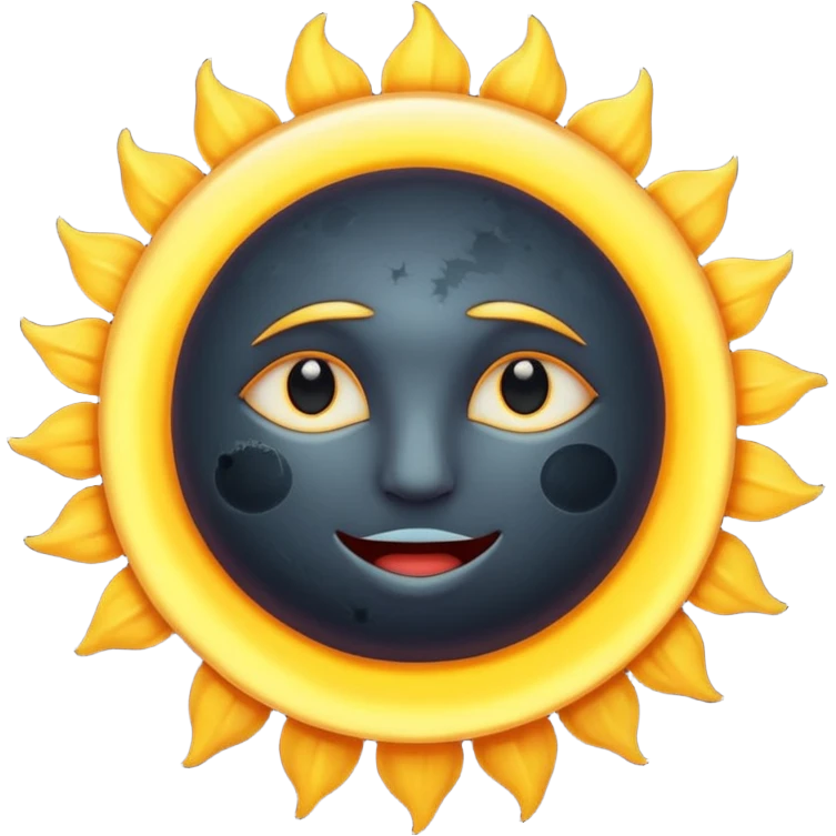Eclipse – Dark moon covering sun, glowing corona emoji