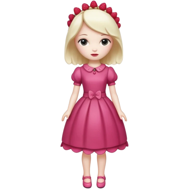 Isolated detaile illustration incredibly modern raspberry torte doll figurine full body emoji