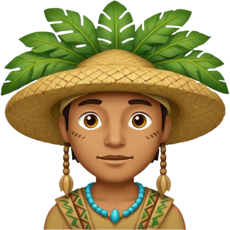 an surveyor man wearing a large leaf tribal hat emoji