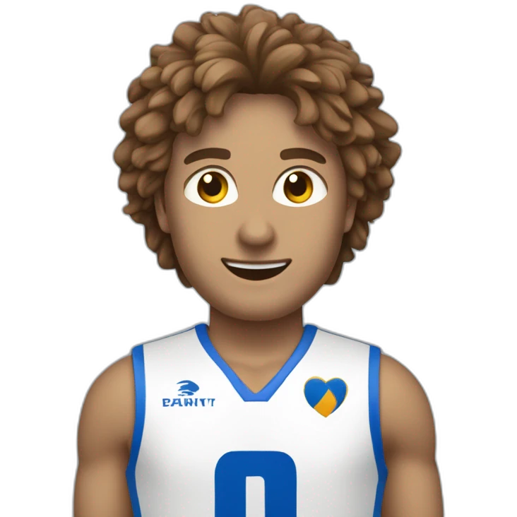 Handball joueur blanc aucheveux brun avec un maillot bleu emoji