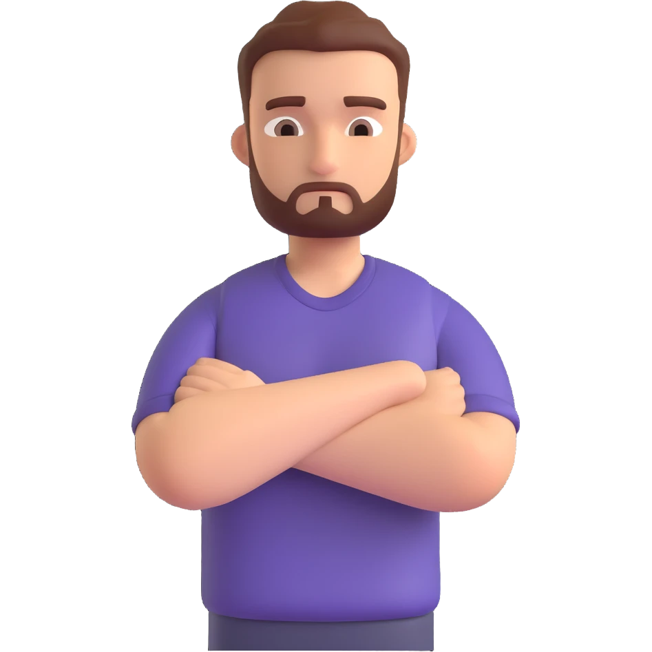 man with arms crossed rejecting emoji