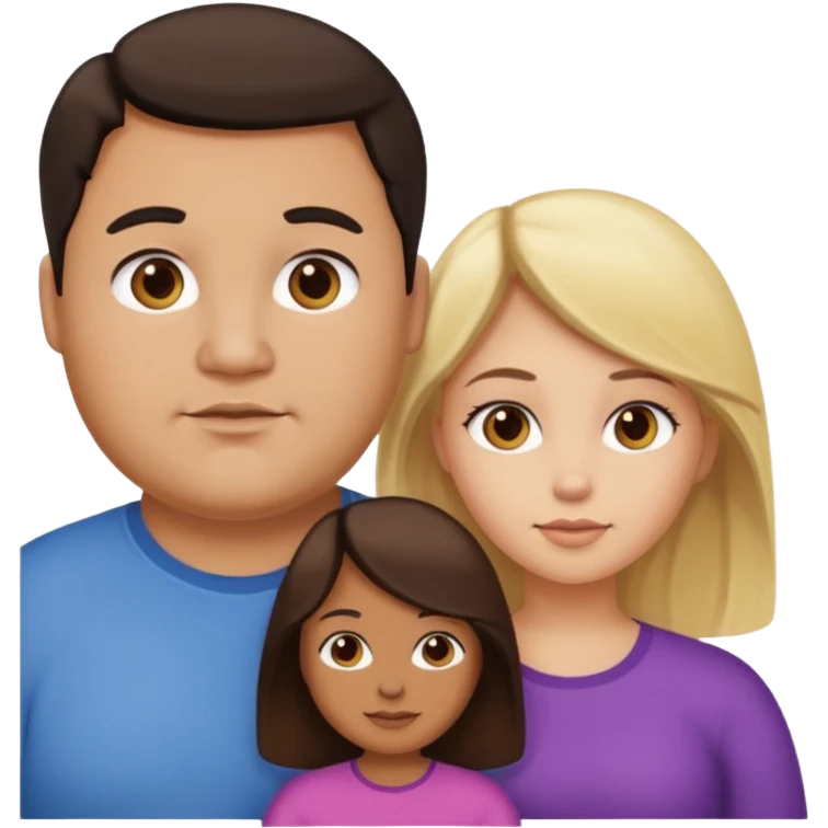 Familia de 4 personas : Hombre gordito pelo oscuro, Mujer pelo cafe, hija 1 pelo mono e hija 2 pelo oscuro. emoji