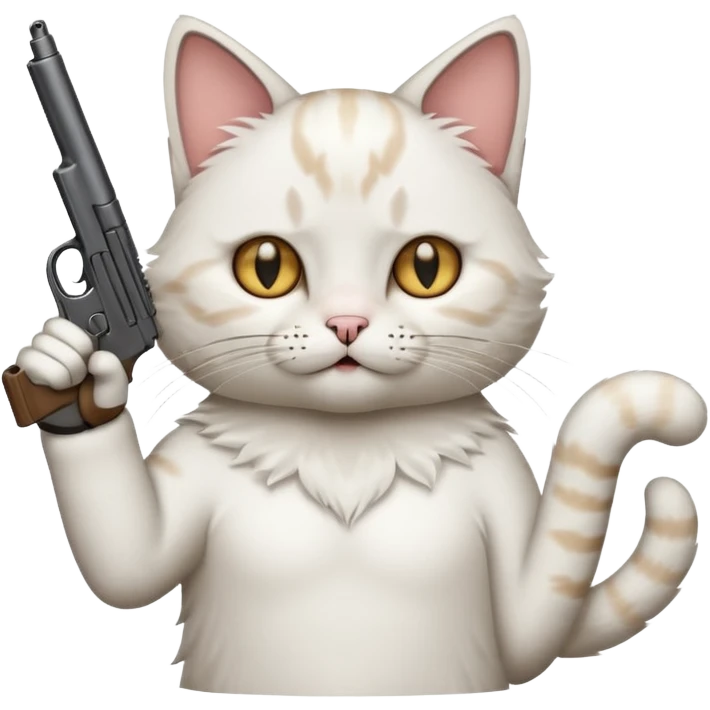 Make a cat holding up the middle finger with a gun emoji