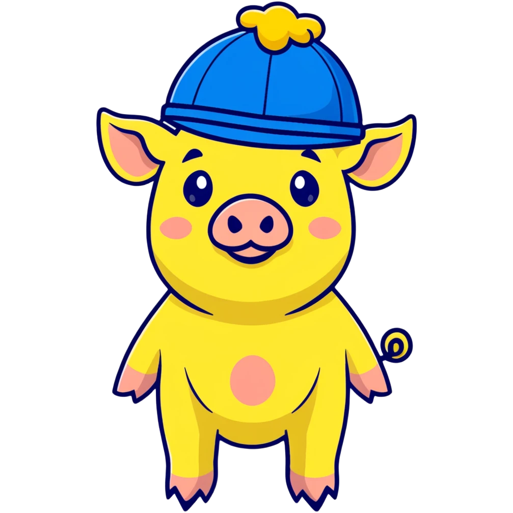 pig body with President Zelensky's face wearing a yellow and blue hat emoji