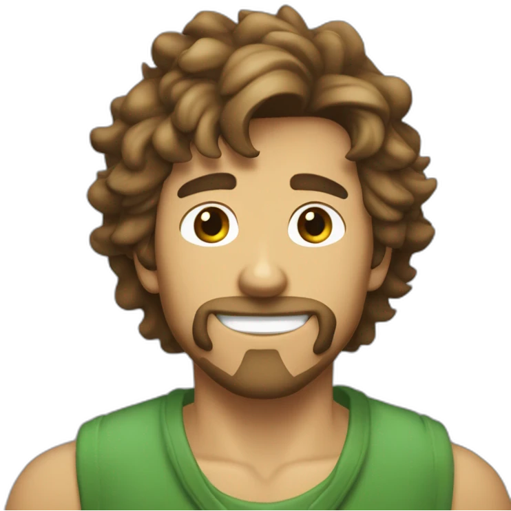 Norville Shaggy Rogers, Latino, tanned, brown hair, goatee, pierced nose stud emoji