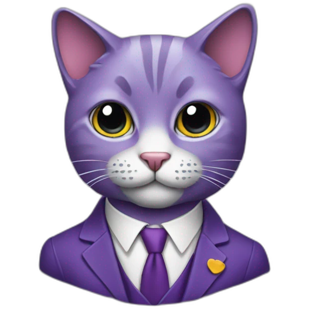 Purple cat in a suit emoji