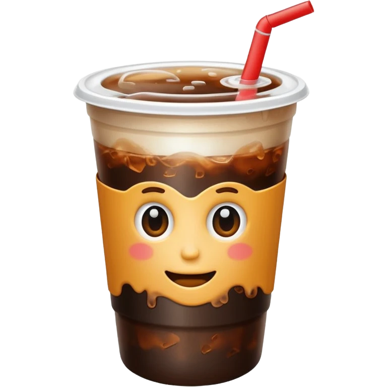 iced americano / with takeout cup / without face emoji