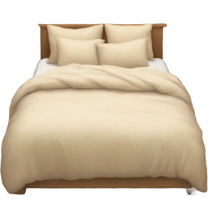 Beige bed with pillows and blankets, cozy vibe emoji