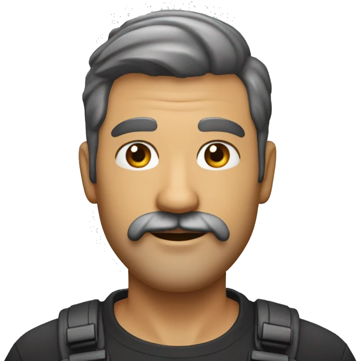 homme age 45 ans avec des cheuveux courte noir et une moustache très courte et un très courte barbe en bas de visage   emoji