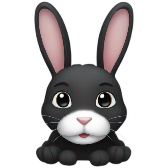 Black rabbit with white paws emoji