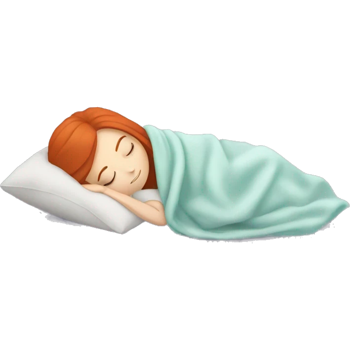 redhead girl sleeping with a pillow and blanket emoji