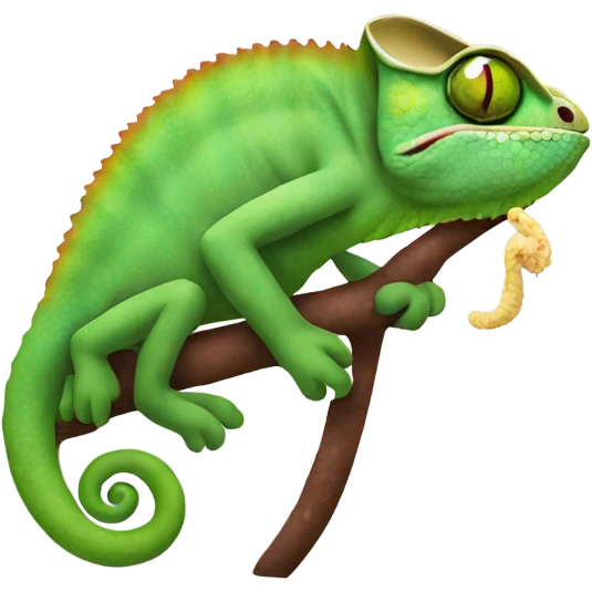 Chameleon eating worm emoji