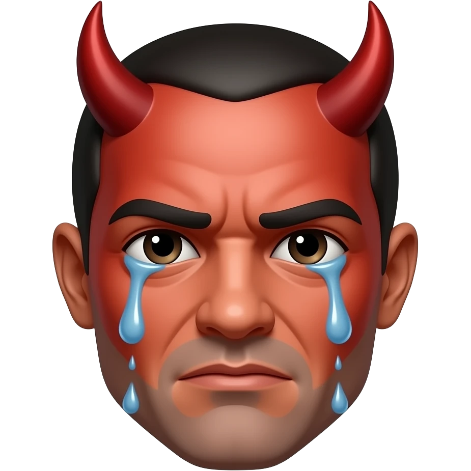 the devil emoji with  crying emoji mixed emoji
