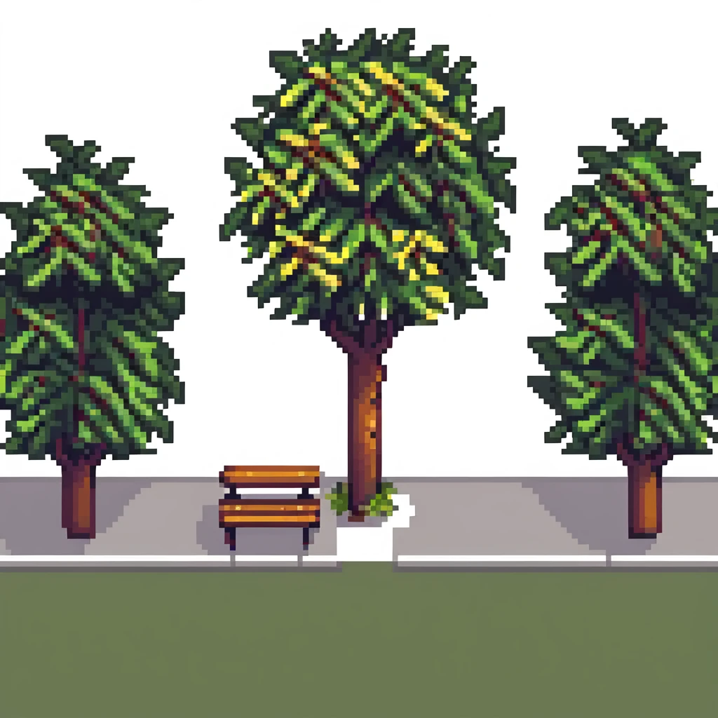 simple iconic city park with tree and bench emoji
