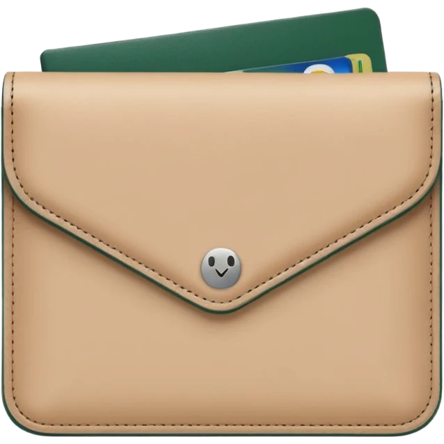 minimalist light beige wallet without symbols, dark green bills visible, emoji style emoji