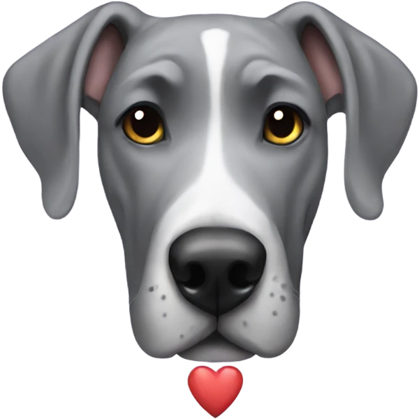 Grey great dane with heart emoji