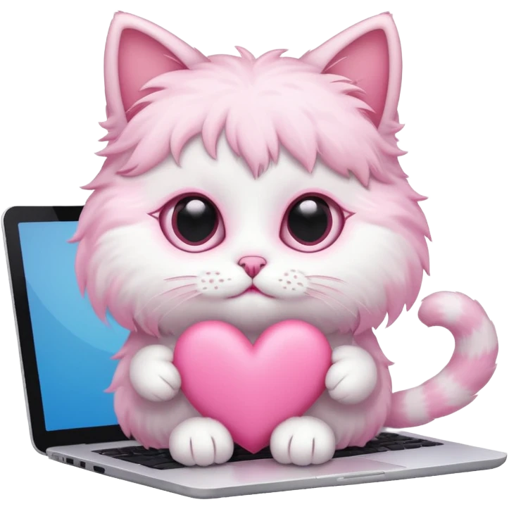 Pink pretty cute heart cat computer  emoji