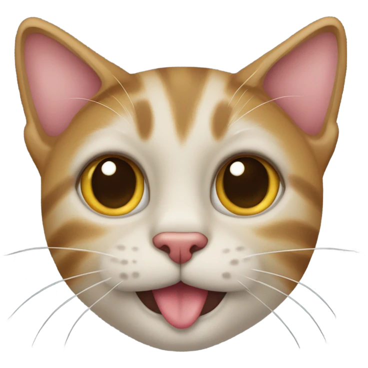 The cat emoji, but on each cheek is two halves of the heart emoji, like on the left cheek is the left half and on the right cheek is the right half. emoji