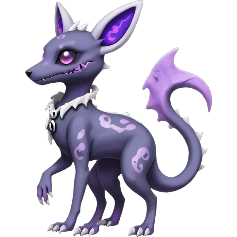Nebulae Gothic Spooky Umbreon-Salandit-Cubone-Duskull-Noibat-Fakémon-hybrid-creature (full body)  emoji