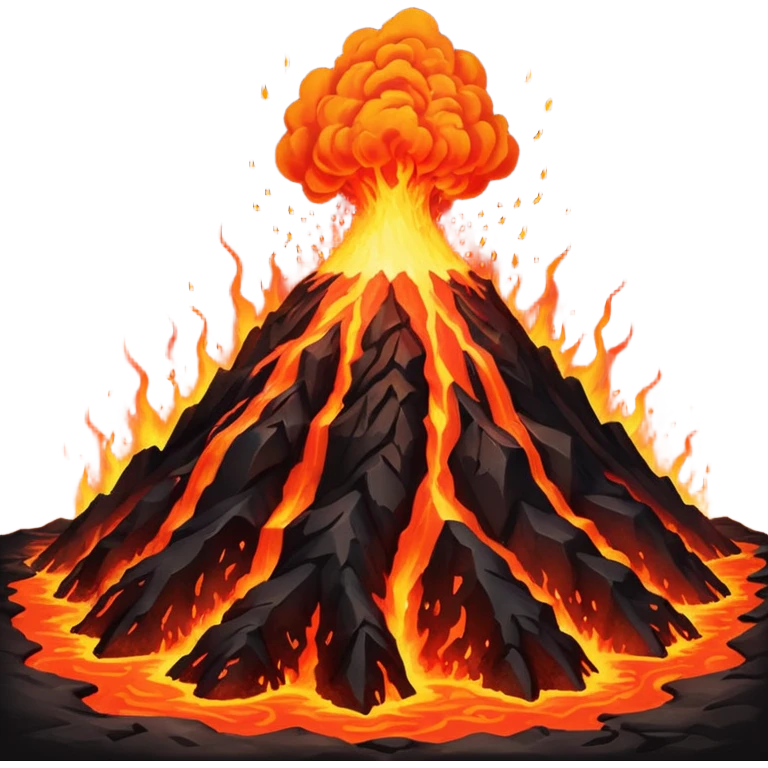 volcano big lava discharge  emoji