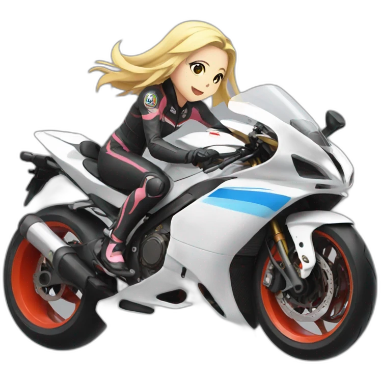 Anime girl on a racing bike emoji