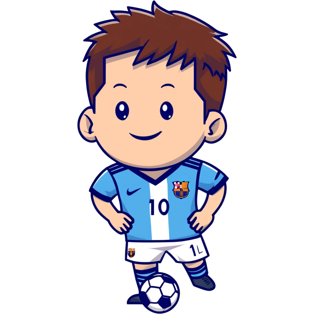 lionel messi smiling wearing a blue and white striped soccer jersey emoji