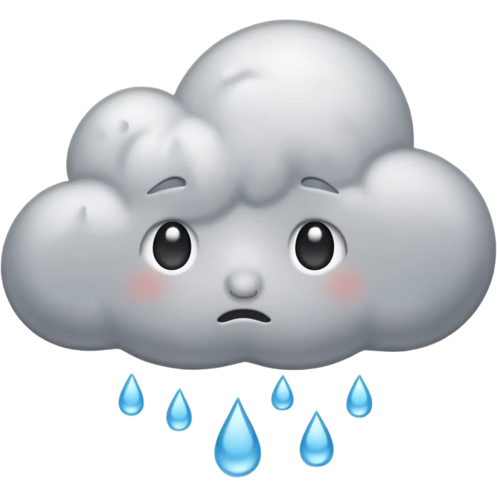 A sad cloud emoji with a rain drop. emoji