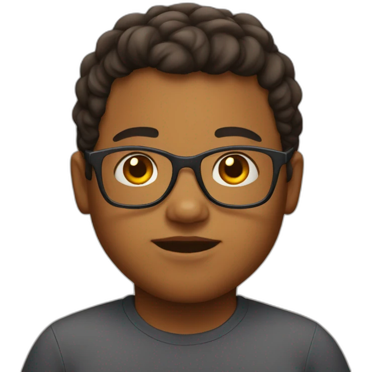 Fat brownskinned kid with glasses  emoji