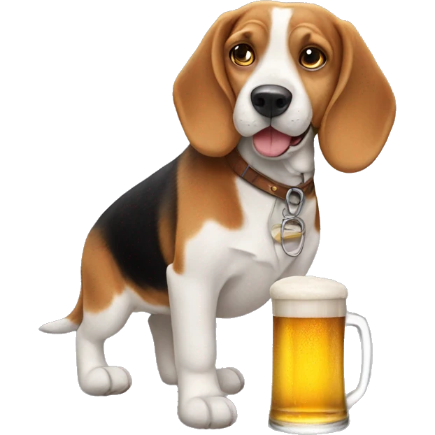 Beagle with a beer emoji