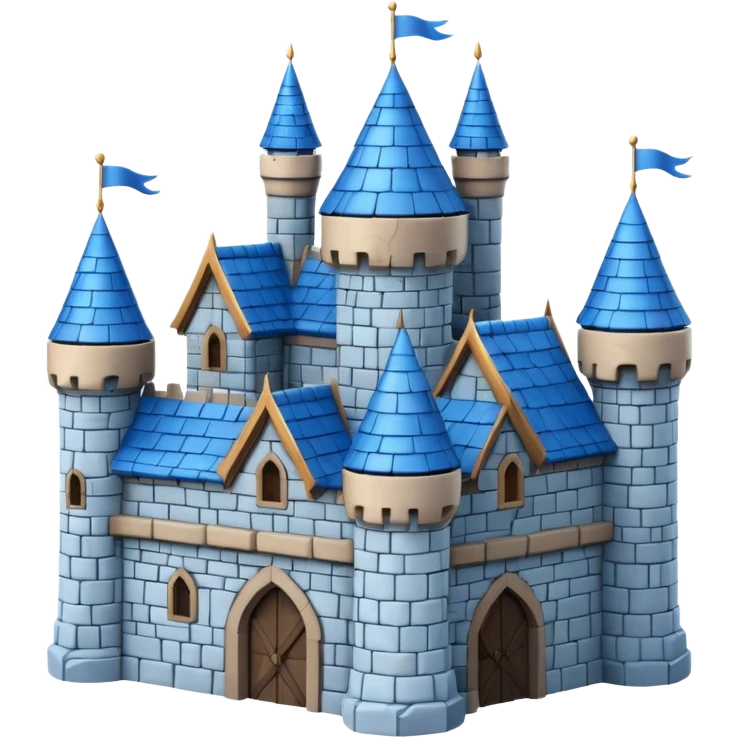  Castle with blue roof 3d with texture emoji