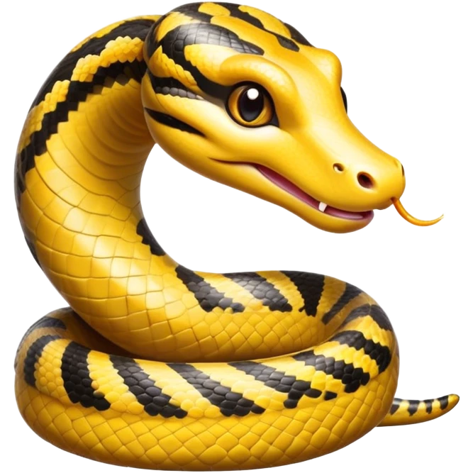 cinematic-cute-anaconda-portrait-emoji,-head-tilted-playfully-and-inquisitively,-with-a-sleek,-shimmering-body-adorned-with-detailed-scale-sriped patterns-and-round,-sparkling-eyes-full-of-wonder,-simplified-yet-irresistibly-adorable-features emoji