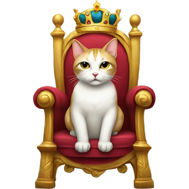 Cat sitting on a throne with a crown emoji