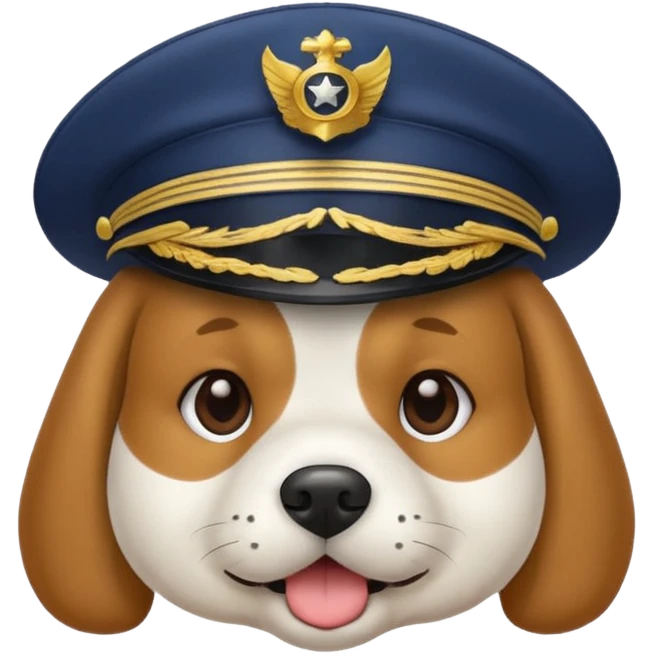 dog wearing a captain's hat emoji