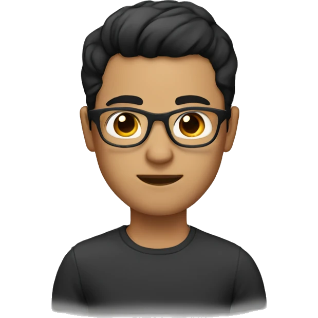 Create an avatar with brown eye, having short black hairstyle, with spectacle emoji